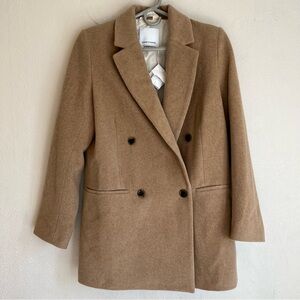 Samsoe Tenna Jacket Womens Large Khaki Brown Wool Blend